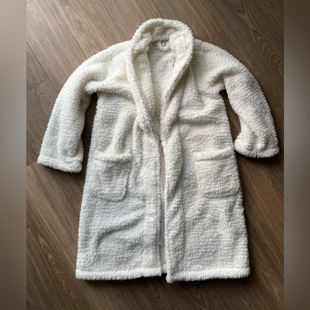 Pottery Barn Women's Teddy Bear Robe Bathrobe Sherpa white Size Small